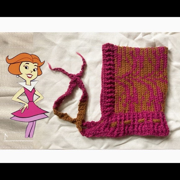 Pink and gold - handmade crochet bonnet - Picture 3 of 3